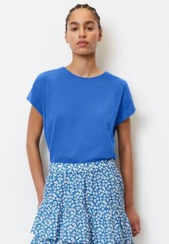Marc O'Polo DENIM MIT TURN-UP-SLEEVES AUS BASIC - T-Shirt Basic - Mediterranean Blue