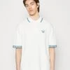 Marc O'Polo DENIM SHORT SLEEVE BUTTON PLACKET TIPPING WORDING CUFF - Poloshirt - Egg White