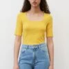 Marc O'Polo DENIM MODERN HALFSLEEVE SQUARE NECKLINE - T-Shirt Basic - Cream Gold