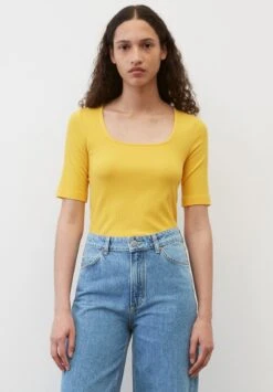 Marc O'Polo DENIM MODERN HALFSLEEVE SQUARE NECKLINE - T-Shirt Basic - Cream Gold