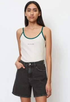 Marc O'Polo DENIM SPAGHETTITRÄGER MIT STRUKTUR AUS ORGANIC C - Bluse - Scandinavian White