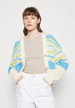 Marc O'Polo DENIM V NECK CARDIGAN WITH LONG SLEEVES - Strickjacke - Multi/limeade -Alltags Mode 1e3f21a31bb24694a75135a5e9f87a82