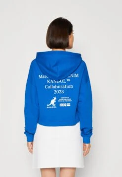 Marc O'Polo DENIM LONG SLEEVE W PRINT DRAWCORD IN - Kapuzenpullover - Mediterranean Blue