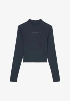 Marc O'Polo DENIM LONG SLEEVE STAND UP COLLAR SLIM FIT CROPPED - Langarmshirt - Crystal Seas -Alltags Mode 2c55b690fc844f2681c13d6fbede7ac1