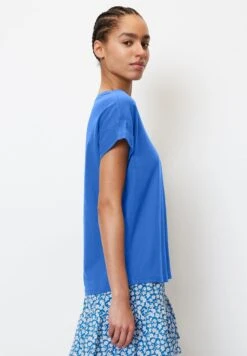 Marc O'Polo DENIM MIT TURN-UP-SLEEVES AUS BASIC - T-Shirt Basic - Mediterranean Blue -Alltags Mode 364fec3f0332495583efe724e0470327