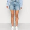 Marc O'Polo DENIM HIGH WAIST BERMUDA LENGTH - Jeans Shorts - Multi/vintage Mid Blue