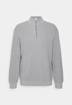 Marc O'Polo DENIM LONG SLEEVE TROYER COLLAR - Strickpullover - Mid Grey -Alltags Mode 6350d615072046aa8fbb9d64cef106c5