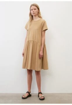 Marc O'Polo DENIM DRESS T-SHIRT STYLE HEAVY RAW RUFFLES - Jerseykleid - Bright Chestnut -Alltags Mode 67f94477b7574a249406af982b9f8663