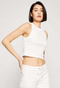 Marc O'Polo DENIM SLEEVELESS CHEST PRINT - Top - Egg White -Alltags Mode 69e3acd1d5cf47c0bff43a00d0251720