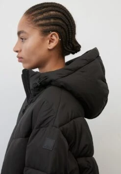 Marc O'Polo DENIM PUFFER MIDI COAT WITH HOOD - Wintermantel - Black -Alltags Mode 75af80f63d554e348bca9839a317a782
