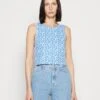 Marc O'Polo DENIM SLEEVELESS CREWNECK KNOT BACK - Top - Multi/mediterranean Blue