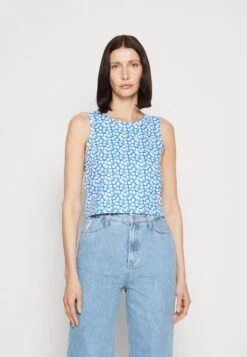 Marc O'Polo DENIM SLEEVELESS CREWNECK KNOT BACK - Top - Multi/mediterranean Blue