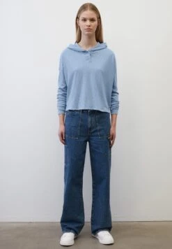 Marc O'Polo DENIM CROPPED AUS SOFTEM - Kapuzenpullover - Soft Sky Blue -Alltags Mode 84d39247e0dc4dca815295969a68082e
