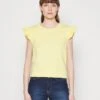 Marc O'Polo DENIM SLEEVELESS RUFFLES AT ARMHOLE - T-Shirt Print - Buttercup