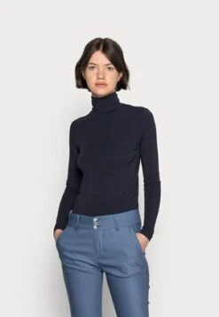 Marc O'Polo DENIM ROLLKRAGEN AUS LEICHTEM SINGLE - Langarmshirt - Navy Teal -Alltags Mode a0a7b12a7ab84294bb4ce0a8ec91d3e4