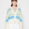 Marc O'Polo DENIM V NECK CARDIGAN WITH LONG SLEEVES - Strickjacke - Multi/limeade