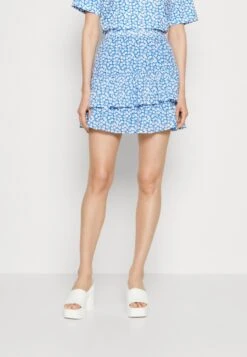 Marc O'Polo DENIM SKIRT ELASTIC WAIST GATHERING RUFFLE - Minirock - Multi/mediterranean Blue