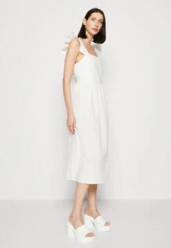 Marc O'Polo DENIM DRESS FRILL SLEEVE - Freizeitkleid - Egg White -Alltags Mode defe5ea7b6b24b1eb296c7b1aa86d3ee