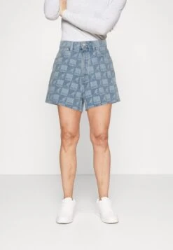 Marc O'Polo DENIM EXTRA HIGH WAIST STRONG A-SHAPED FIT MINI LENGTH - Jeans Shorts - Light Blue